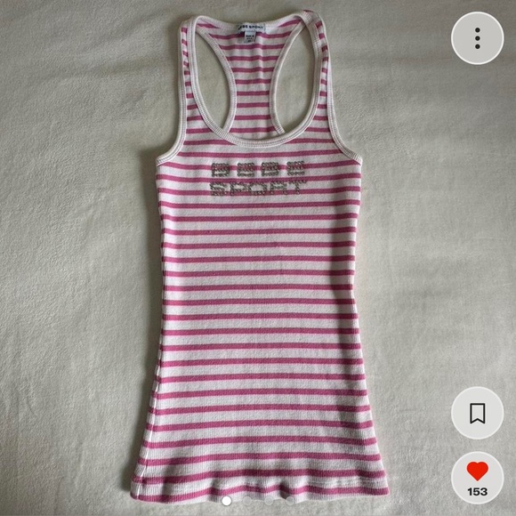 bebe Tops Bedazzled Pink And White Stripe Bebe Tank Poshmark